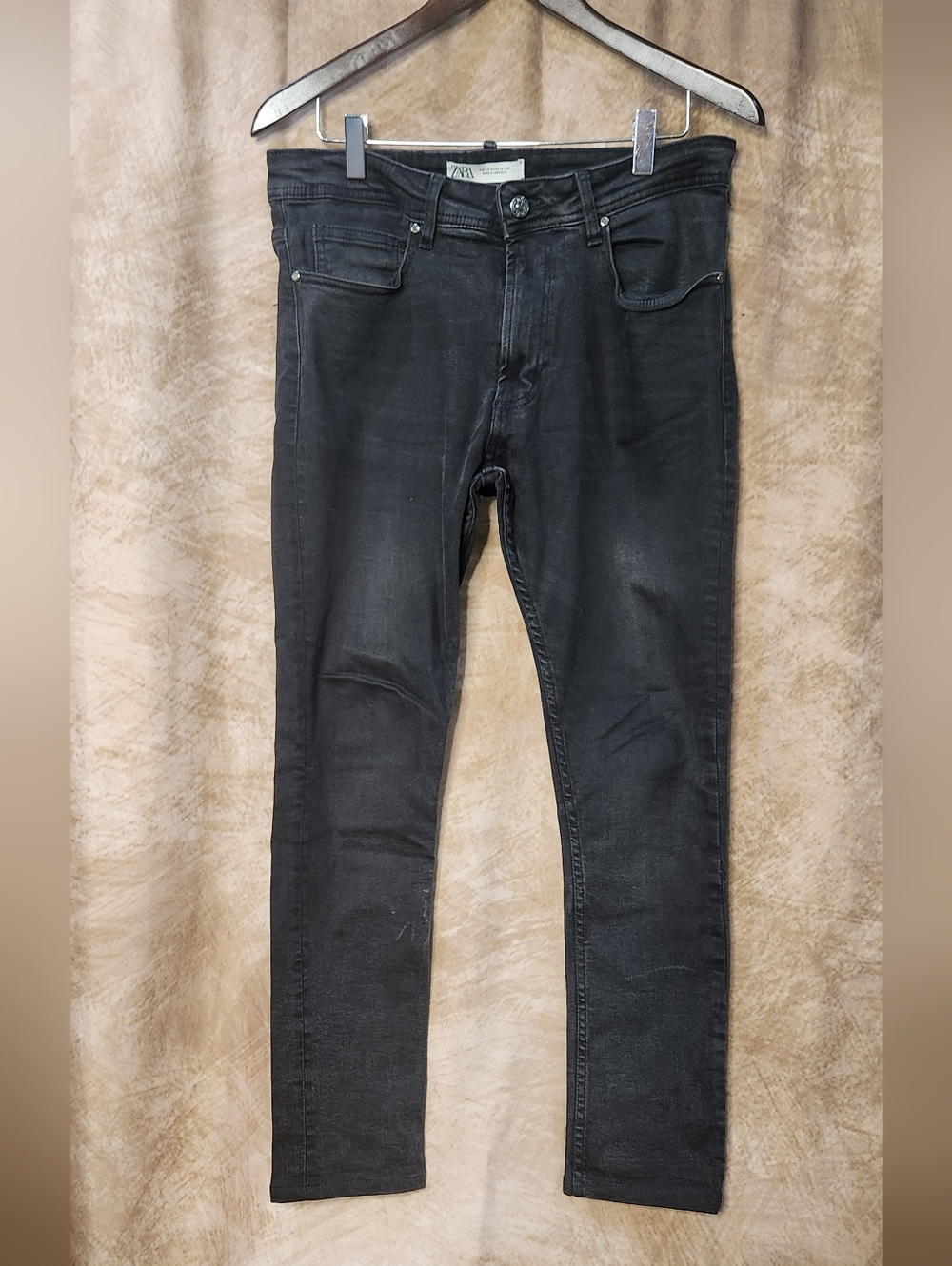 Zara Black Skinny Jeans – Men’s Size 32 (EUR 42) – Washed Stretch Denim